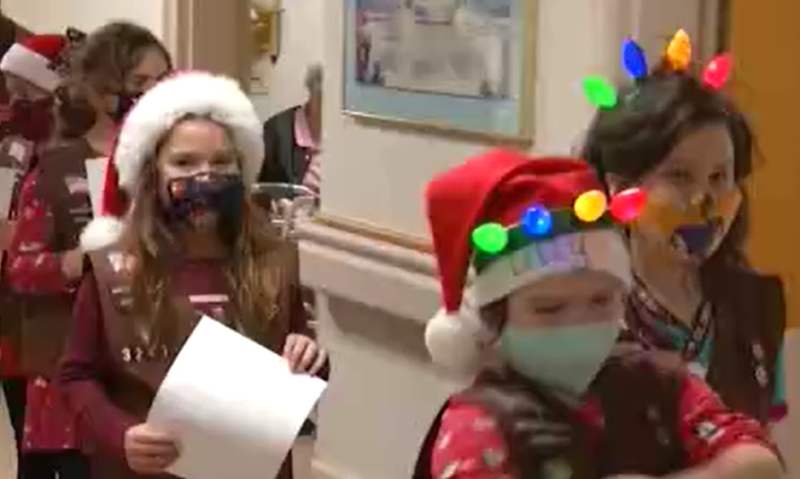 Girls Scouts Singing at Mahoning Valley Nursing and Rehabilitation Center