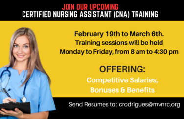 Join our upcoming Certified Nursing Assistant (CNA) training